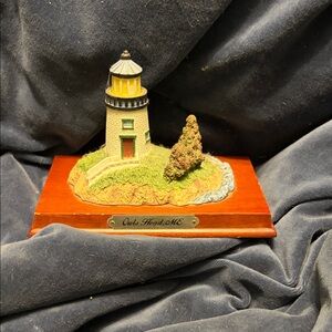 Lighthouse Figurine with Wooden Base